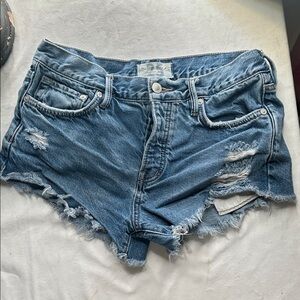 We The Free Frayed Blue Jean Shorts